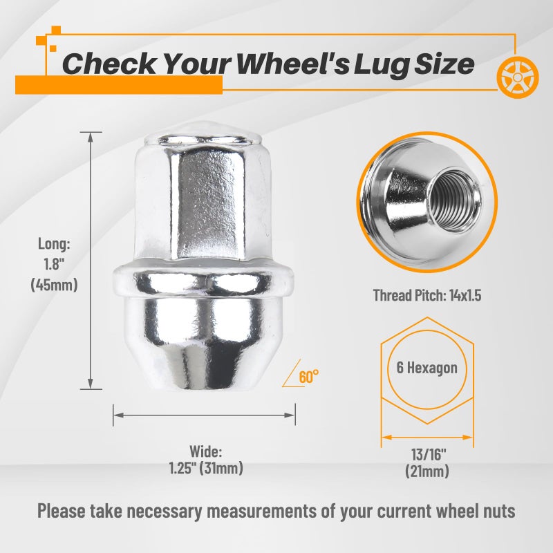 MIKKUPPA 24pcs M14x1.5 One-Piece Chrome OEM Factory Style Large Acorn Seat Lug Nuts Replacement for 2015-2023 Ford F-150 F150 Expedition Lincoln Navigator Factory Wheels - Image 2